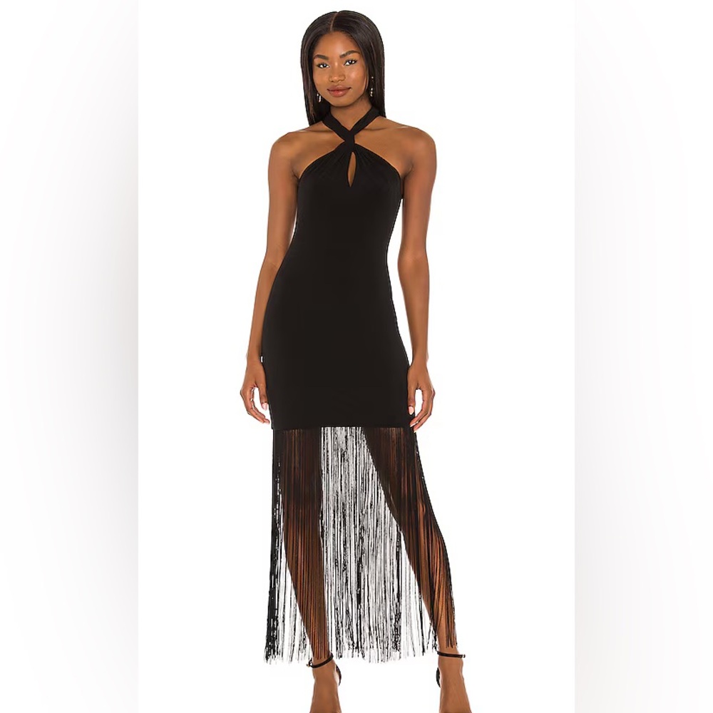 Alice & olivia steph fringe midi dress